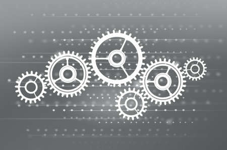 Concept of harmonious working mechanism with gears and cogwheelsの写真素材