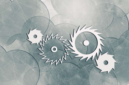 Concept of harmonious working mechanism with gears and cogwheelsの写真素材