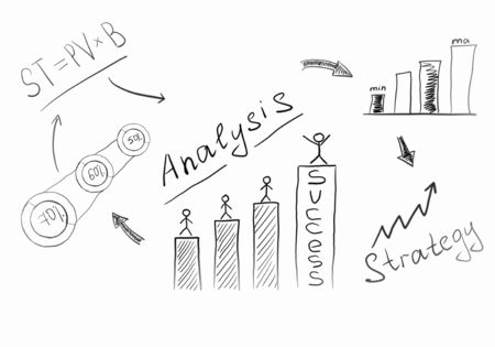 Business strategy sketches isolated on white backgroundの写真素材