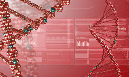 Biochemistry science concept with molecules on color background