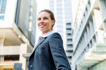 Portrait of young business woman outdoorsの写真素材