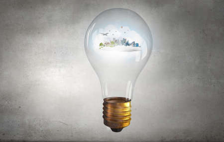 Glass light bulb with eco life concept inside