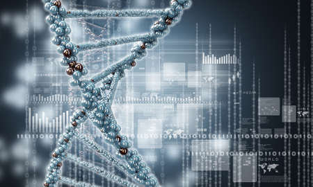 Biochemistry science concept with molecules on blue background