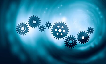 Color background image with gears and cogwheels as working mechanism