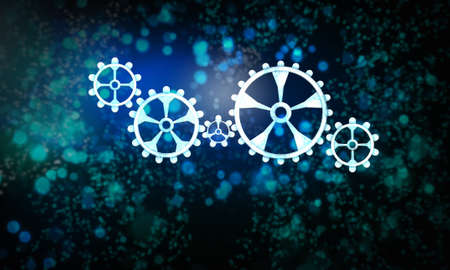 Color background image with gears and cogwheels as working mechanismの写真素材