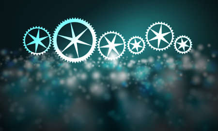 Color background image with gears and cogwheels as working mechanism