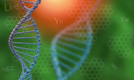 Biochemistry science concept with molecules on color background