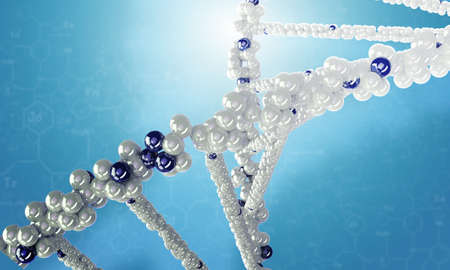 Biochemistry science concept with molecules on blue background