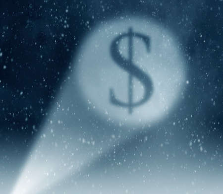 Money conceptual image with dollar sign in spotlightの写真素材
