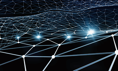 Abstract polygonal blue background with connection lines