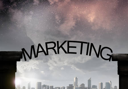 Business conceptual word between gap on sunrise backgroundの写真素材