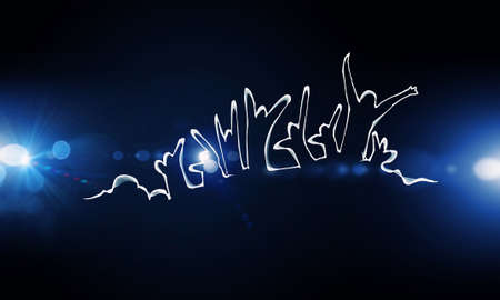 Music and dance concept on evening sky backgroundの写真素材