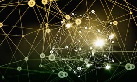 Abstract polygonal golden background with connection lines