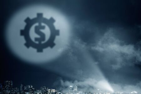 Money conceptual image with dollar sign in spotlightの写真素材