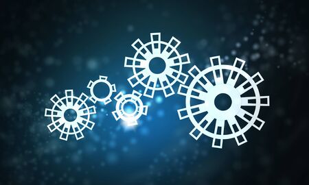 Color background image with gears and cogwheels as working mechanismの写真素材