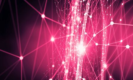 Abstract polygonal purple background with connection linesの写真素材
