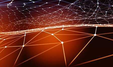 Abstract polygonal golden background with connection lines