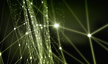Abstract polygonal green background with connection lines