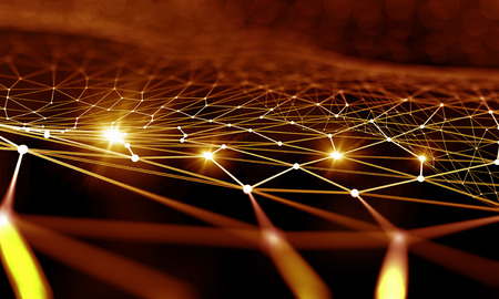 Abstract polygonal golden background with connection lines