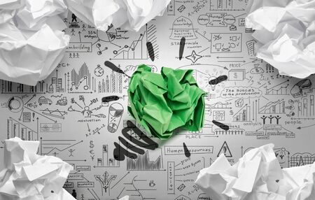 Concept for creativity and inspiration with paper ball as bulbの写真素材