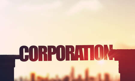 Business conceptual word between gap on sunrise backgroundの写真素材