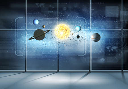 Background image with system of planets in universe