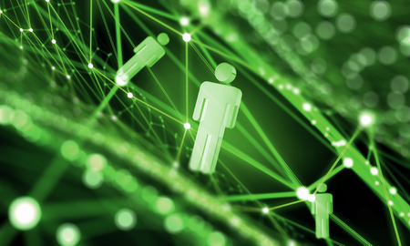 Abstract polygonal green background with connection lines
