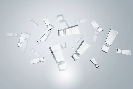 Background conceptual image with glass exclamation iconsの写真素材