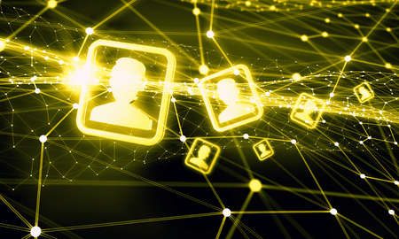 Golden background image with social connection lines