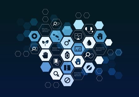 Cell background with futuristic medicine interface elementsの写真素材