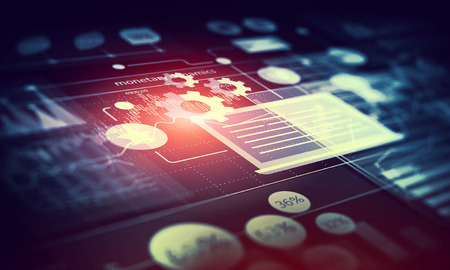 Futuristic user interface with business infographs and icons