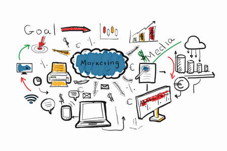 Business plan and strategy background concept on white