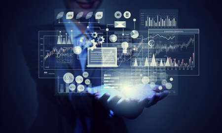 Close of businesswoman presenting in palm business strategy concept