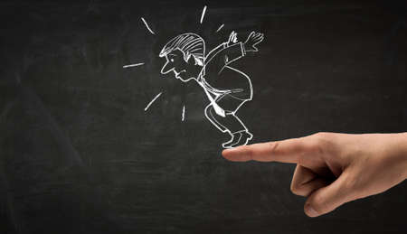 Hand draw with chalk caricature of funny businessmanの写真素材