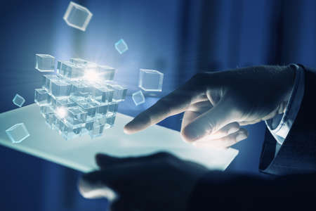 Conceptual image with 3D rendering cube figure