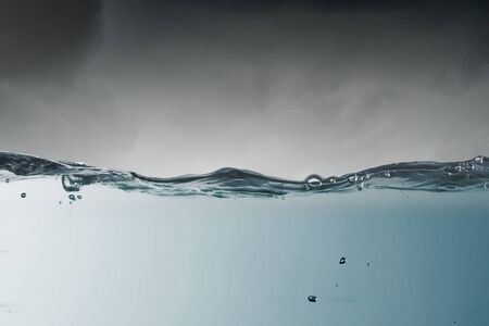 Background image of blue sea taken under waterの写真素材