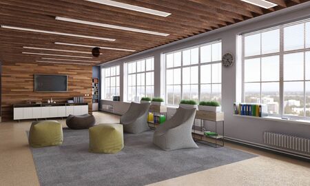 3D rendering office interior design and no people