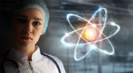 Young female doctor and modern connection technologies