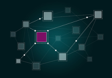 Abstract network green background with connected linesの写真素材