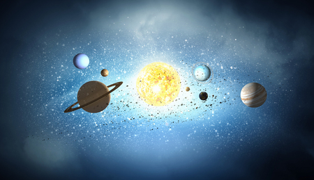 Cosmos background image with planets of sun system