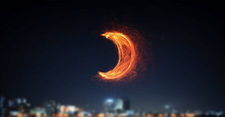 Moon light glowing symbol on dark background
