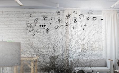 Sample of elegant office interior with no people. Mixed media