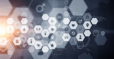 Medical user interface background with media icons