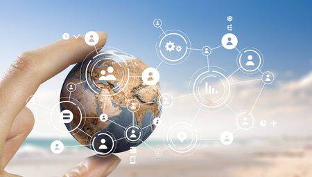 Social connection and networking . Mixed mediaの写真素材