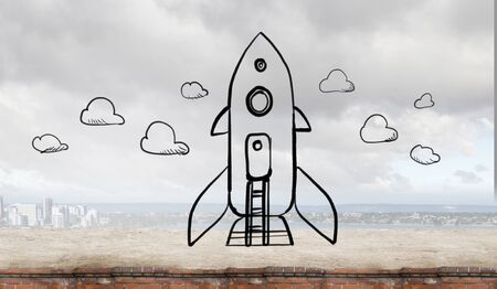 Rocket cartoon image . Mixed mediaの写真素材