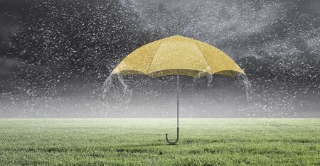 Color umbrella in sky . Mixed mediaの写真素材