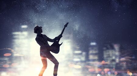 Music is her lifestyle . Mixed mediaの写真素材