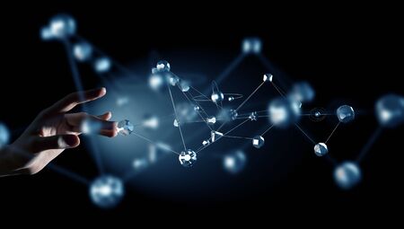 Networking and communication concept . Mixed mediaの写真素材