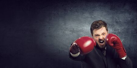 He is fighting for success . Mixed mediaの写真素材