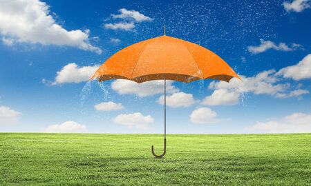 Color umbrella in sky . Mixed mediaの写真素材